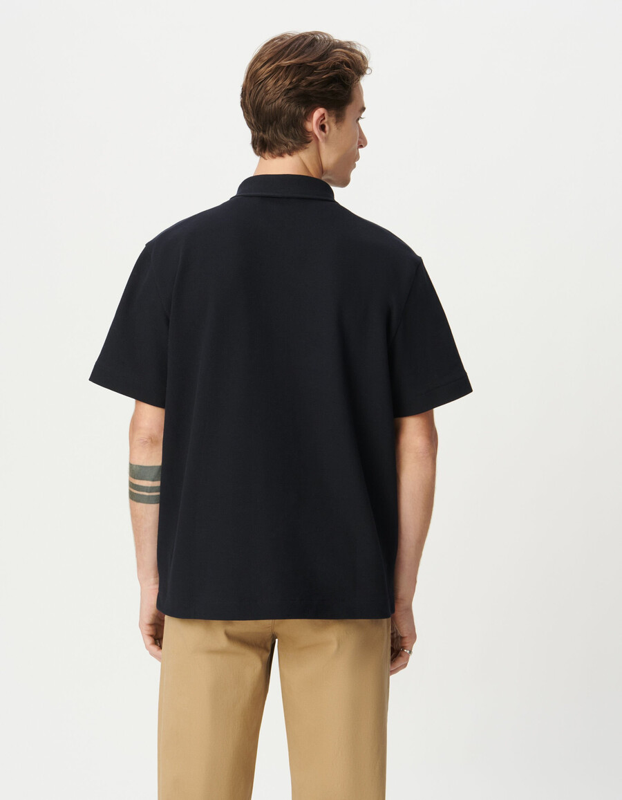polo da uomo in maglia piqué blu navy