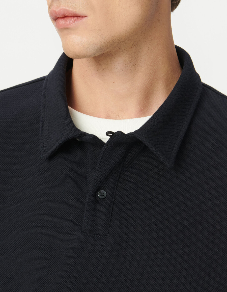 polo da uomo in maglia piqué blu navy