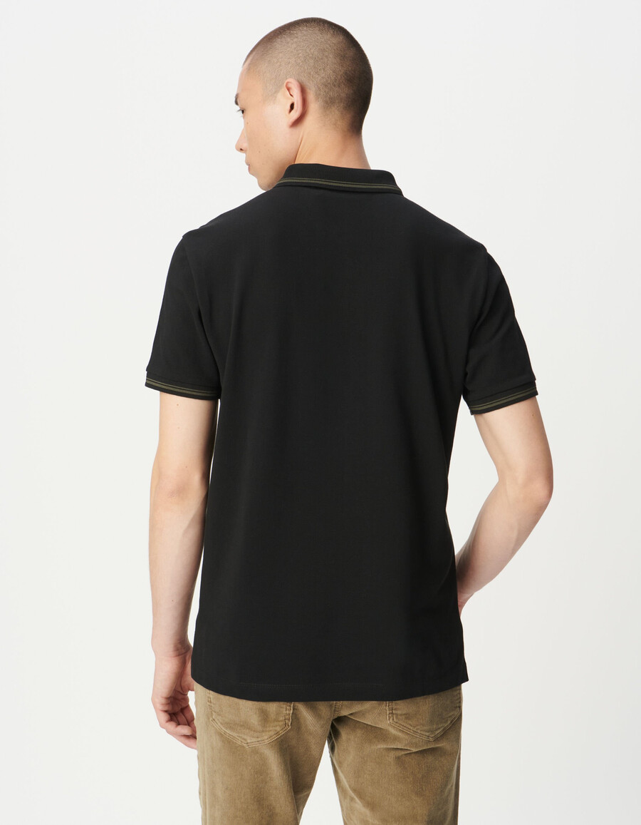 polo da uomo a maniche corte in maglia piqué nera