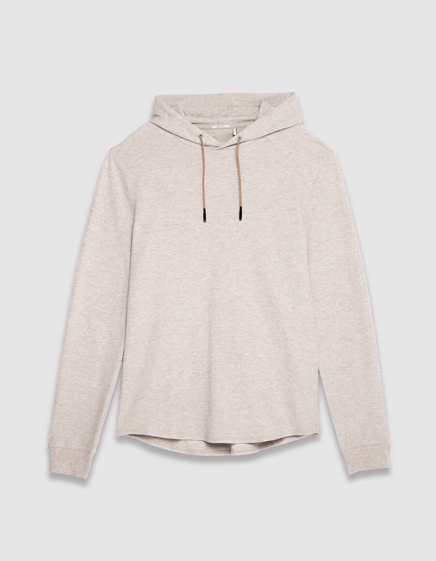 t-shirt con cappuccio in rete beige in rilievo da uomo