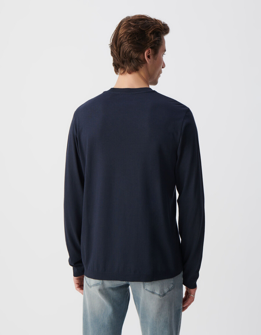 t-shirt a maniche lunghe blu navy da uomo