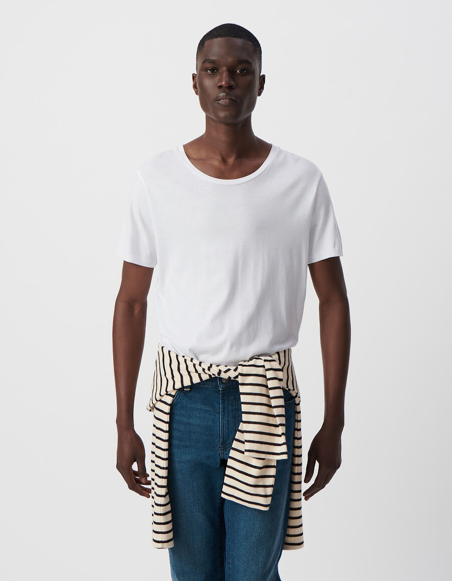 t-shirt da uomo in cotone modal bianco