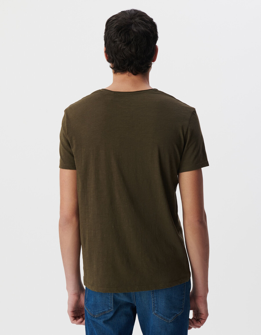 t-shirt da uomo essential dark khaki con scollo a v