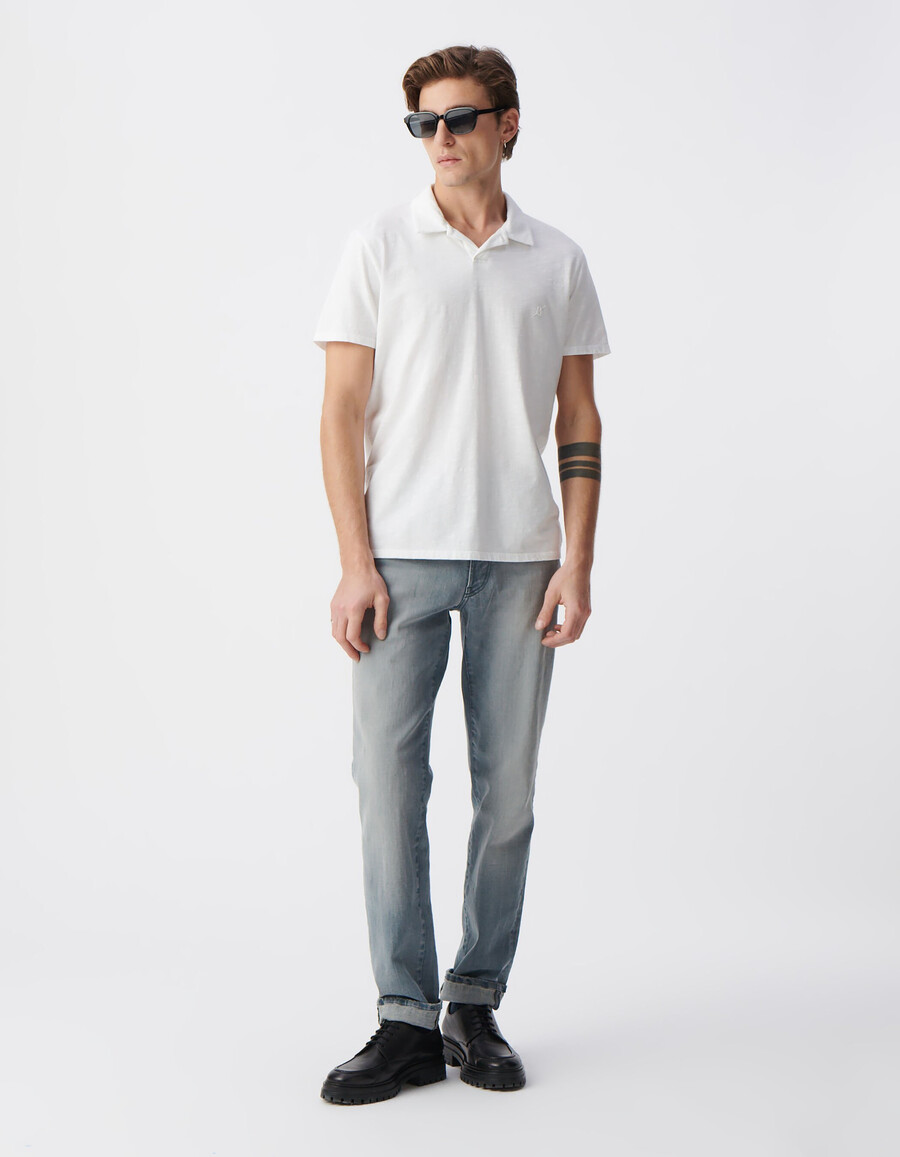 t-shirt essenziale da uomo in cotone biologico slub bianco