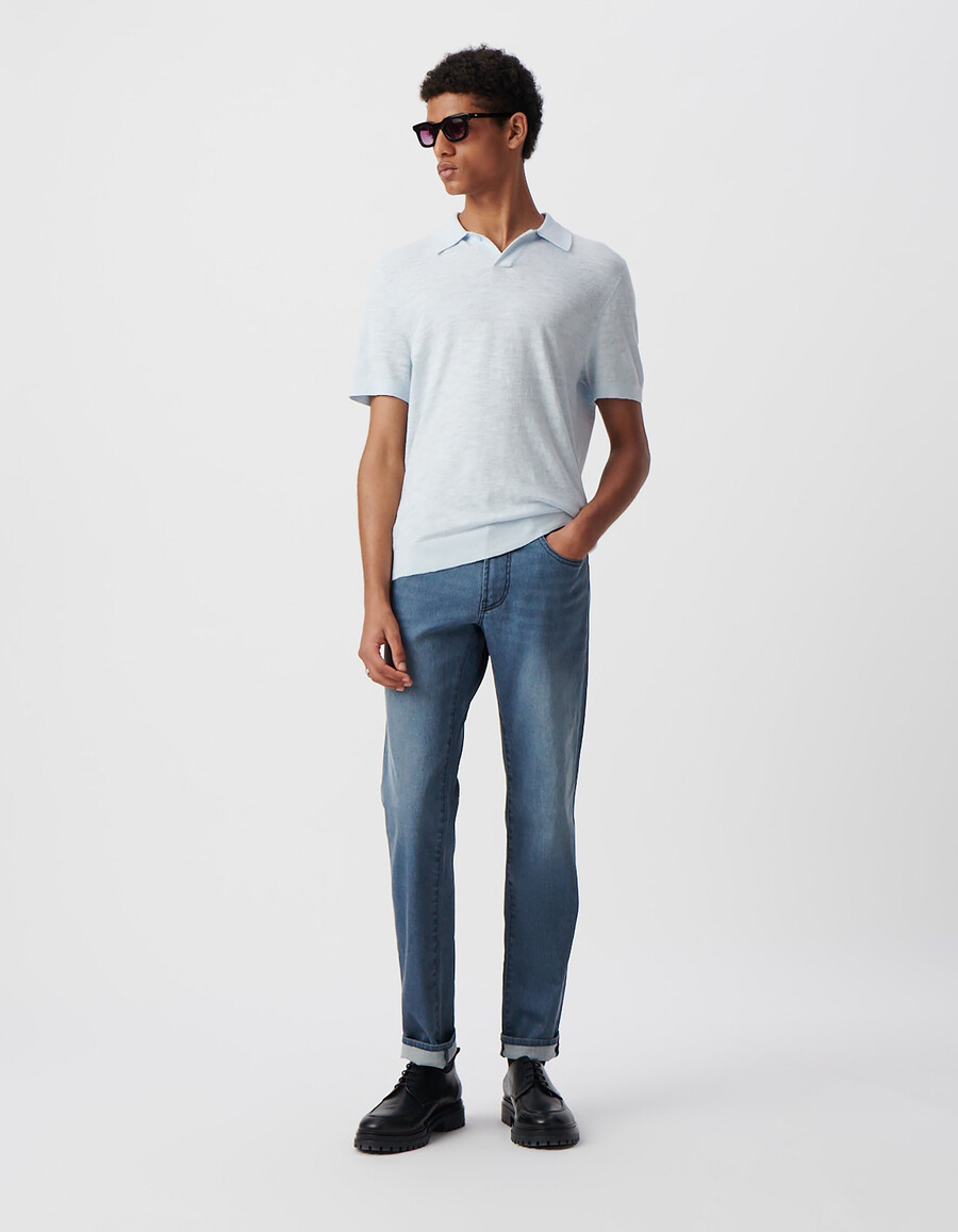 polo da uomo in maglia leggera sky
