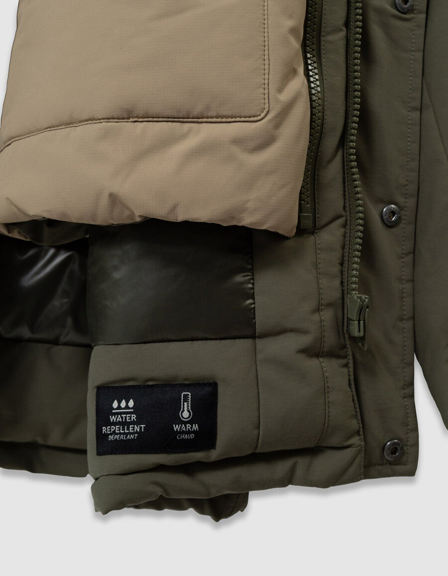 parka kaki 3 in 1 e giacca imbottita reversibile per bambini