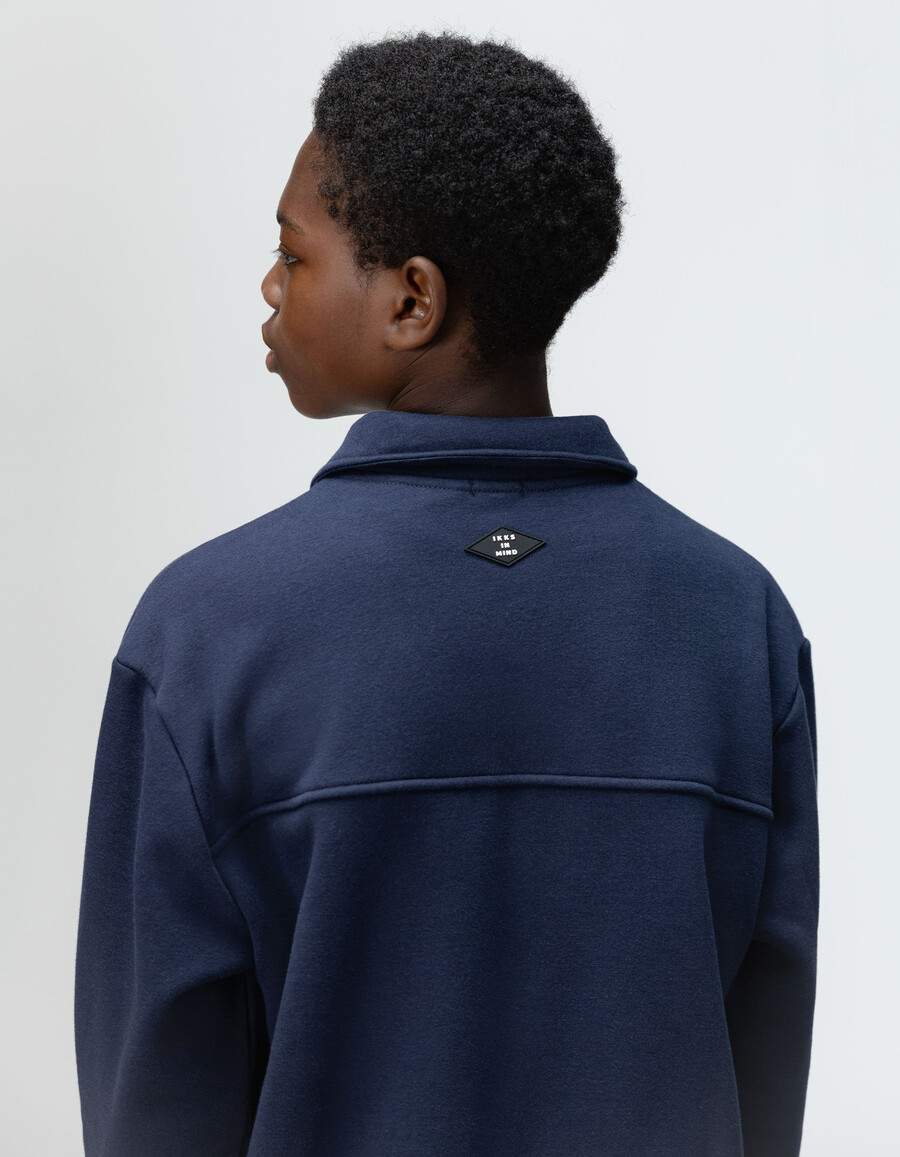 cardigan blu navy con cerniera e colletto a camicia per bambini