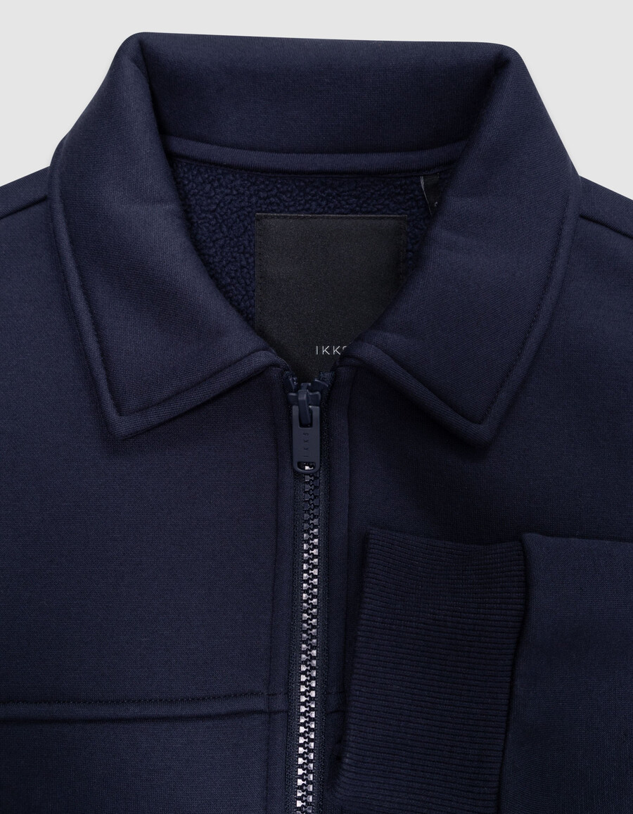 cardigan blu navy con cerniera e colletto a camicia per bambini