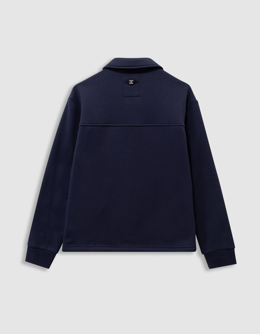 cardigan blu navy con cerniera e colletto a camicia per bambini