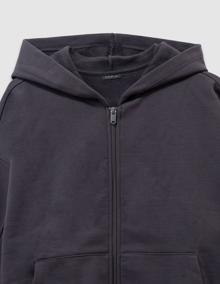 cardigan oversize con cappuccio e cerniera grigio per ragazzi