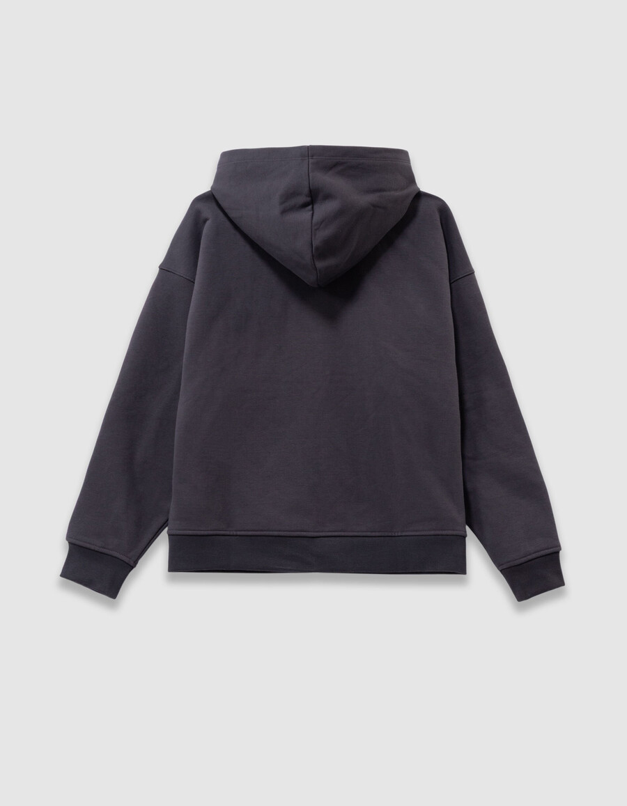 cardigan oversize con cappuccio e cerniera grigio per ragazzi