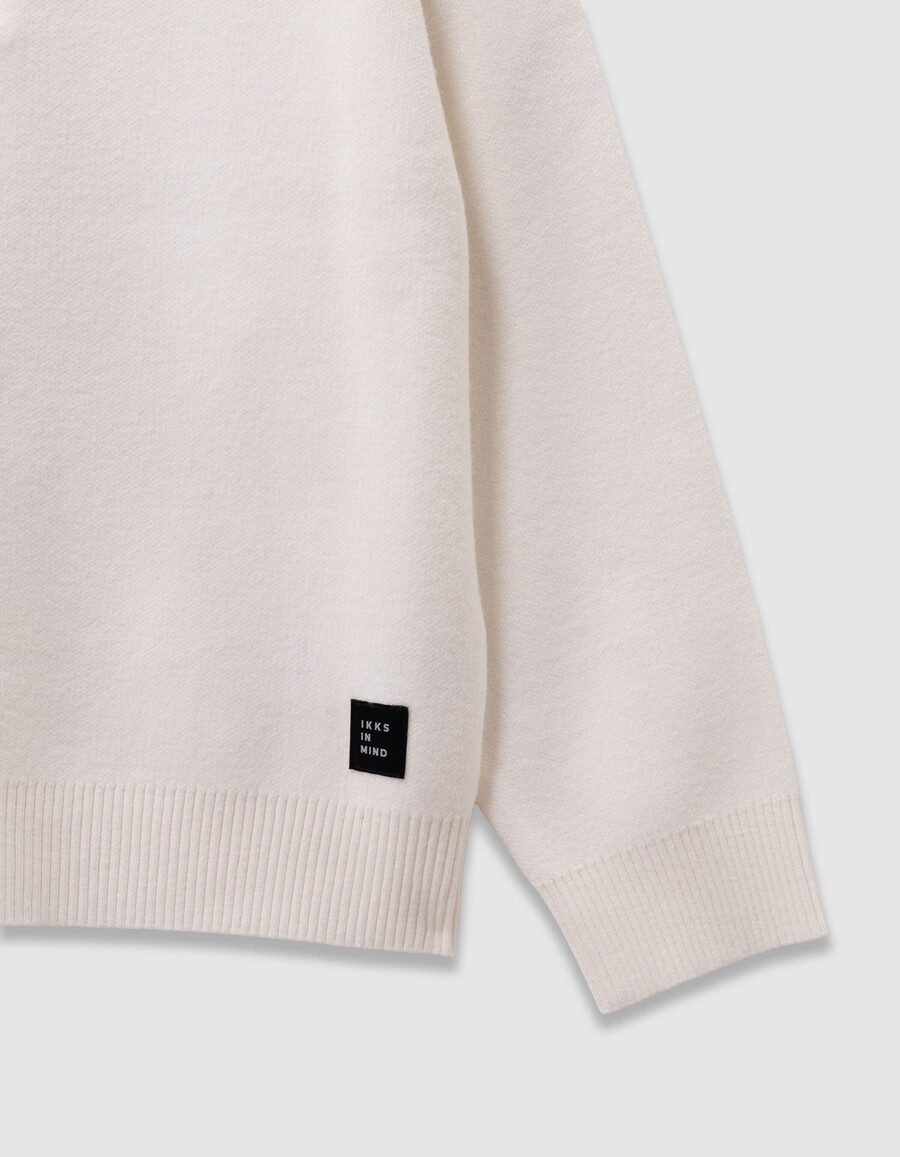 maglione bianco lavorato a maglia con cerniera sul collo per bambini