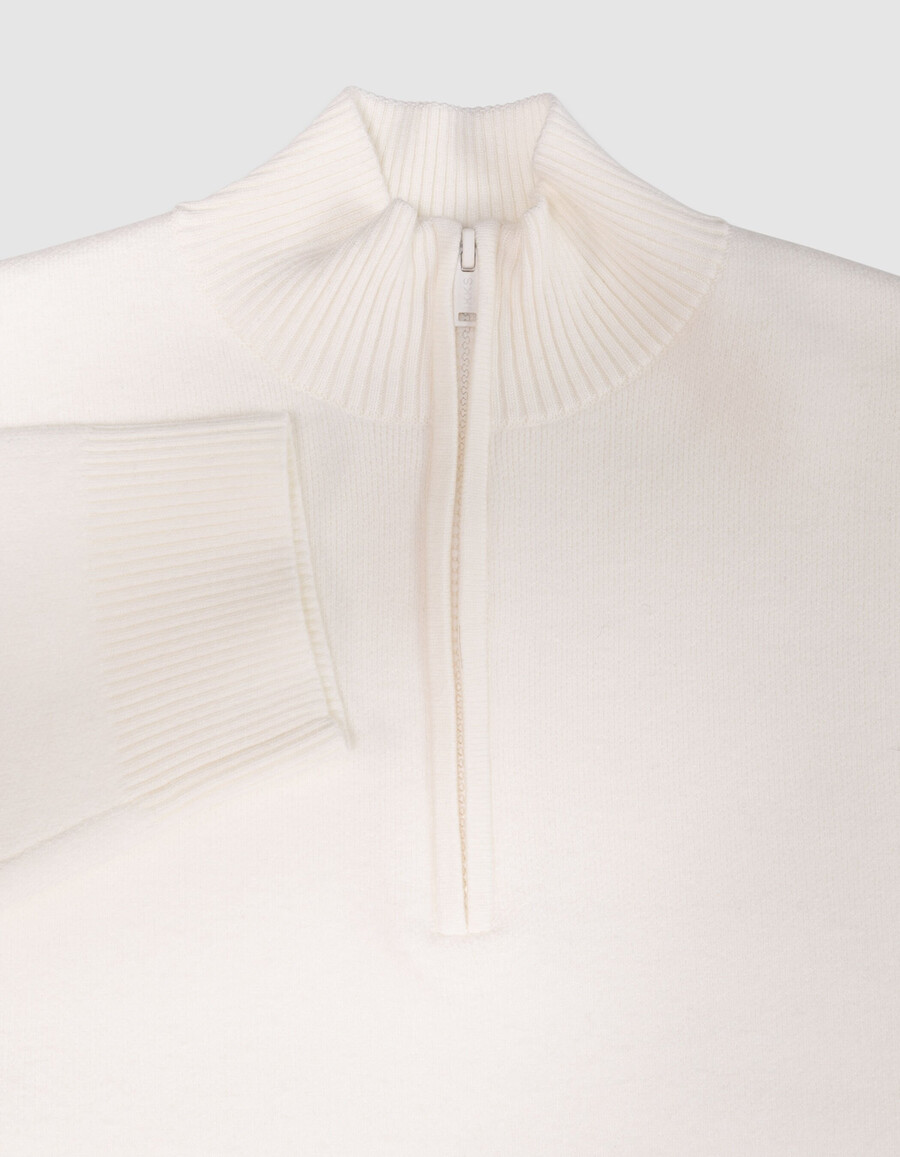 maglione bianco lavorato a maglia con cerniera sul collo per bambini