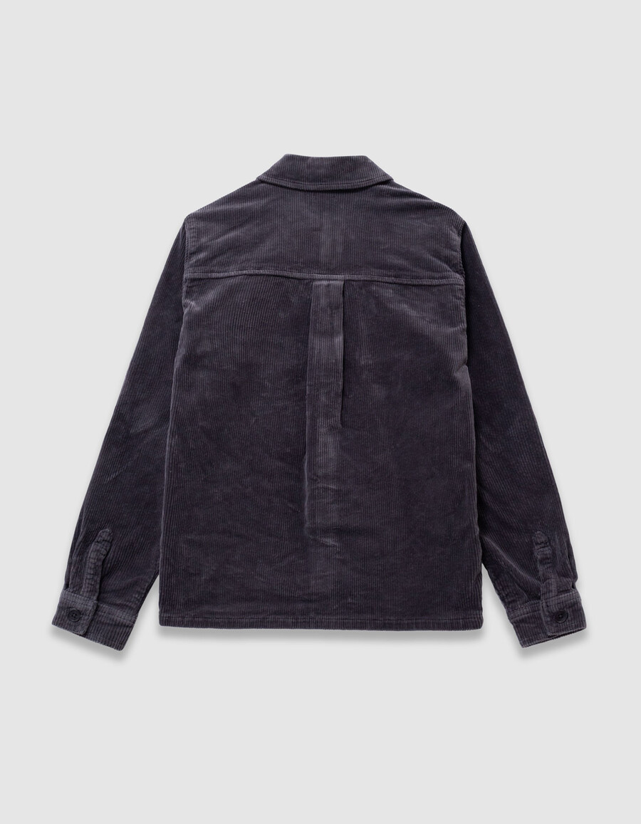 camicia a maniche lunghe in velluto a coste grigio per bambini