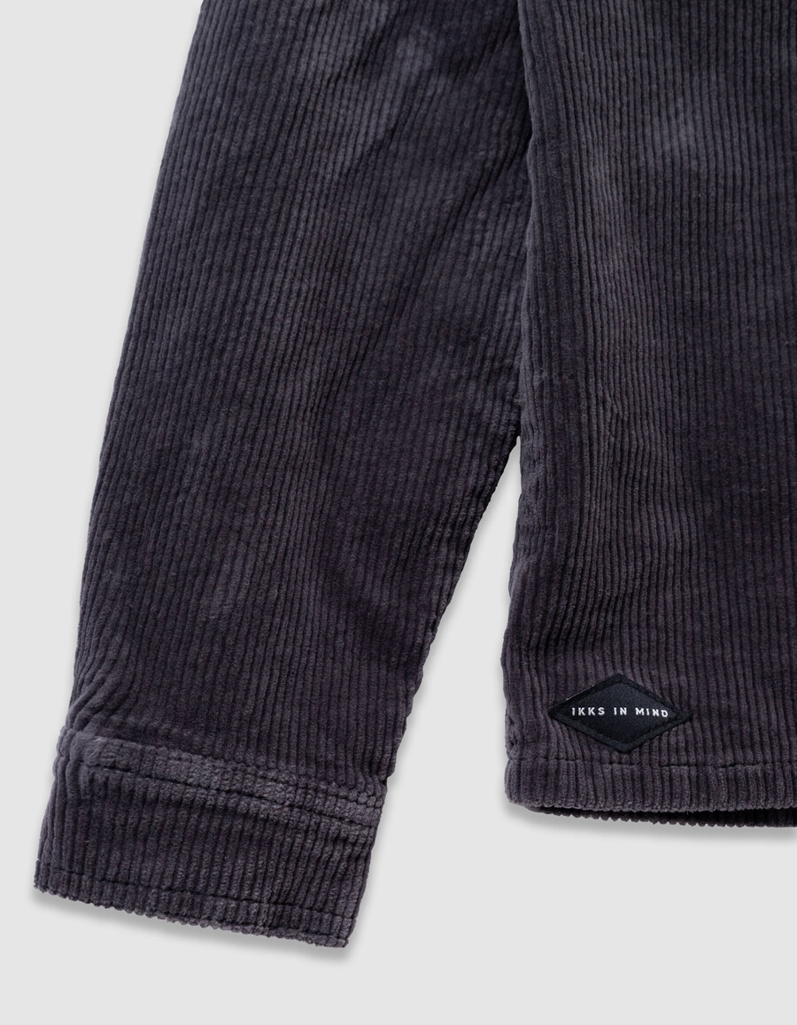 camicia a maniche lunghe in velluto a coste grigio per bambini