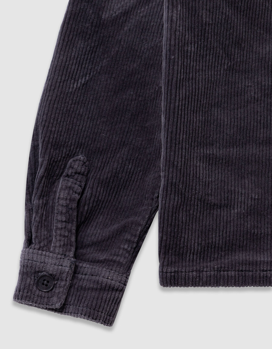 camicia a maniche lunghe in velluto a coste grigio per bambini