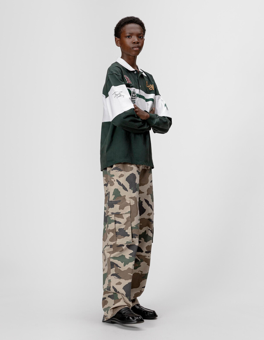 pantaloni cargo beige con stampa mimetica per ragazzi