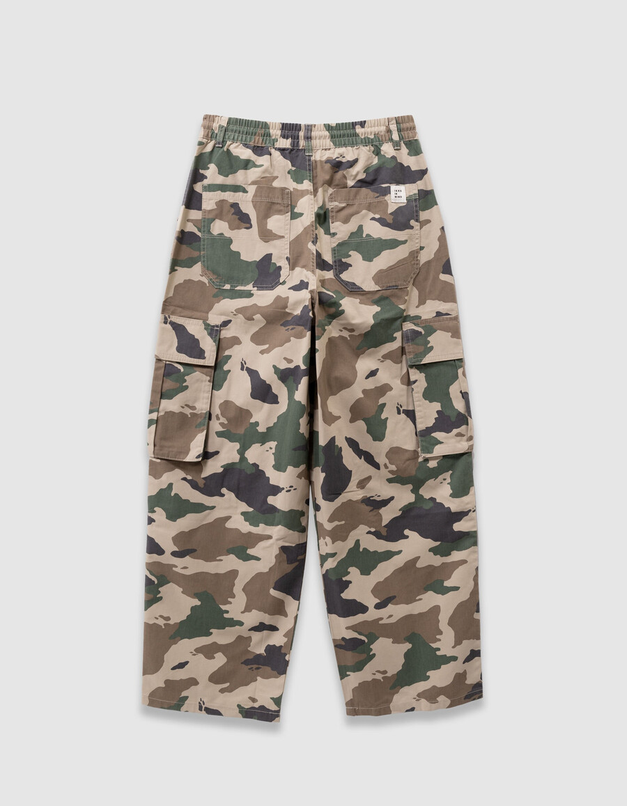pantaloni cargo beige con stampa mimetica per ragazzi