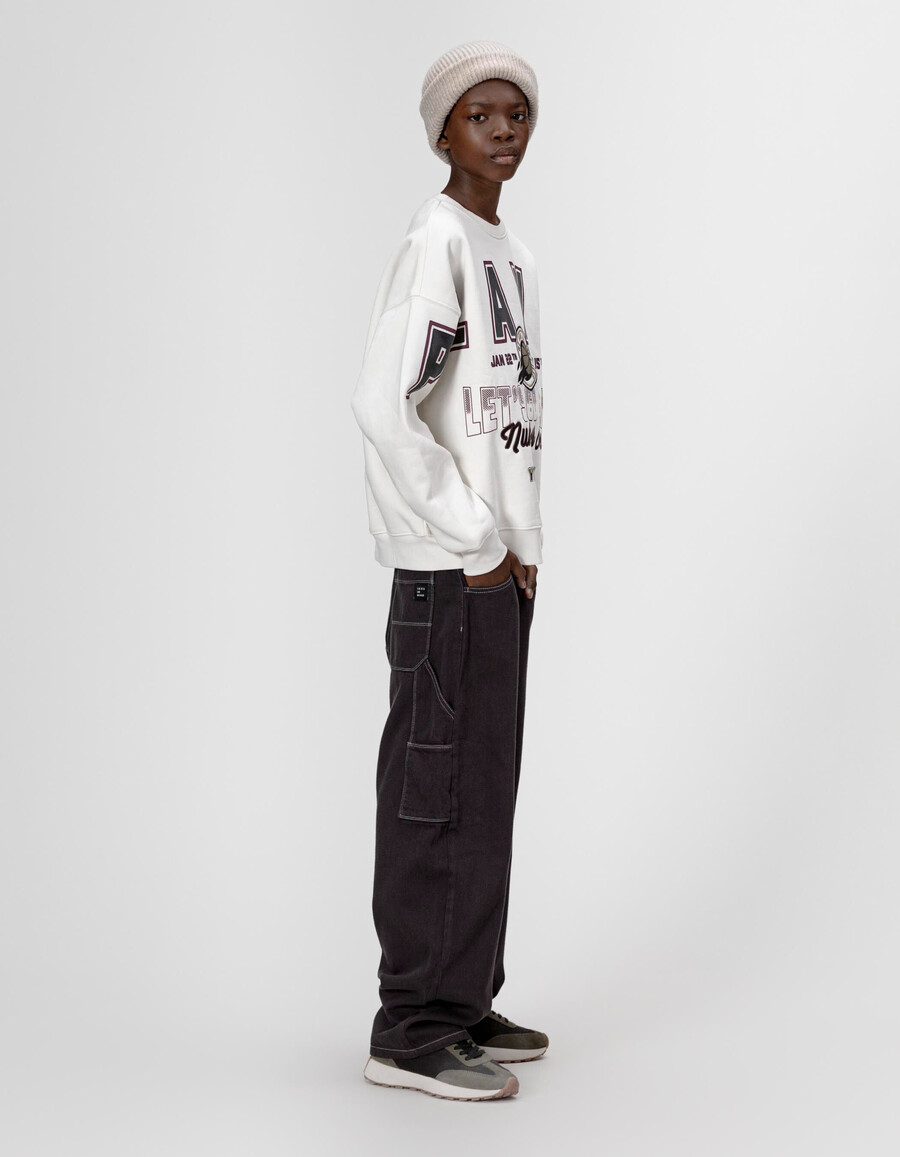 jeans cargo grigi stile carpentiere per ragazzi