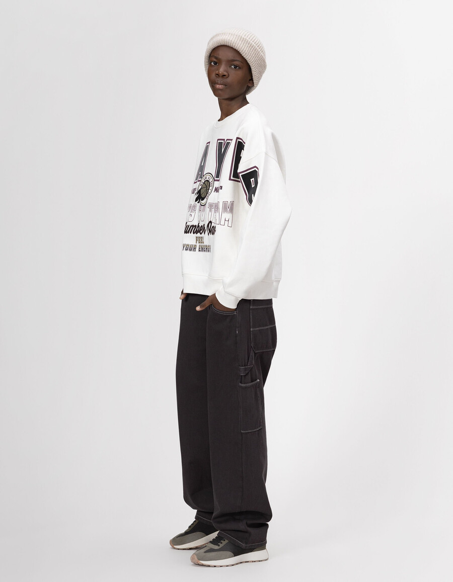 jeans cargo grigi stile carpentiere per ragazzi