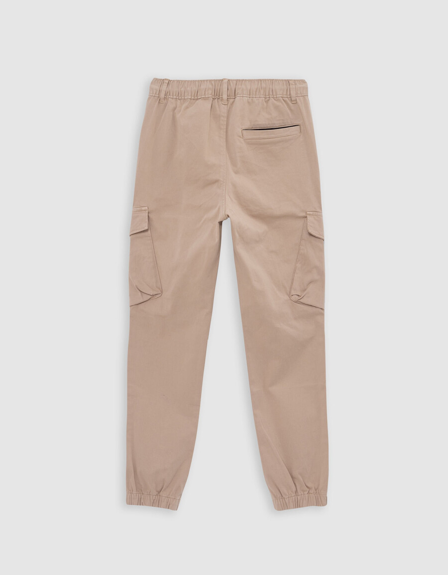 pantaloni jogger beige da bambino con elastico in vita
