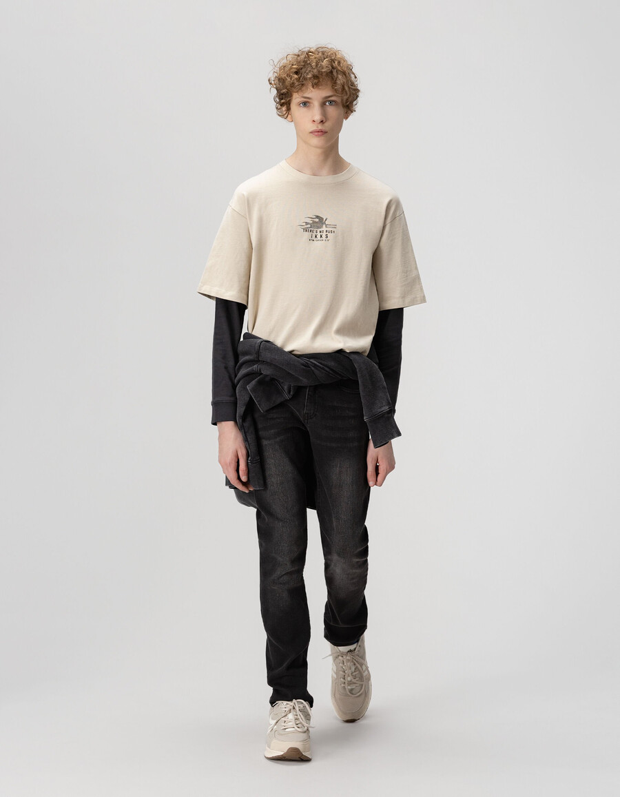 jeans slim lavati grigi da ragazzo