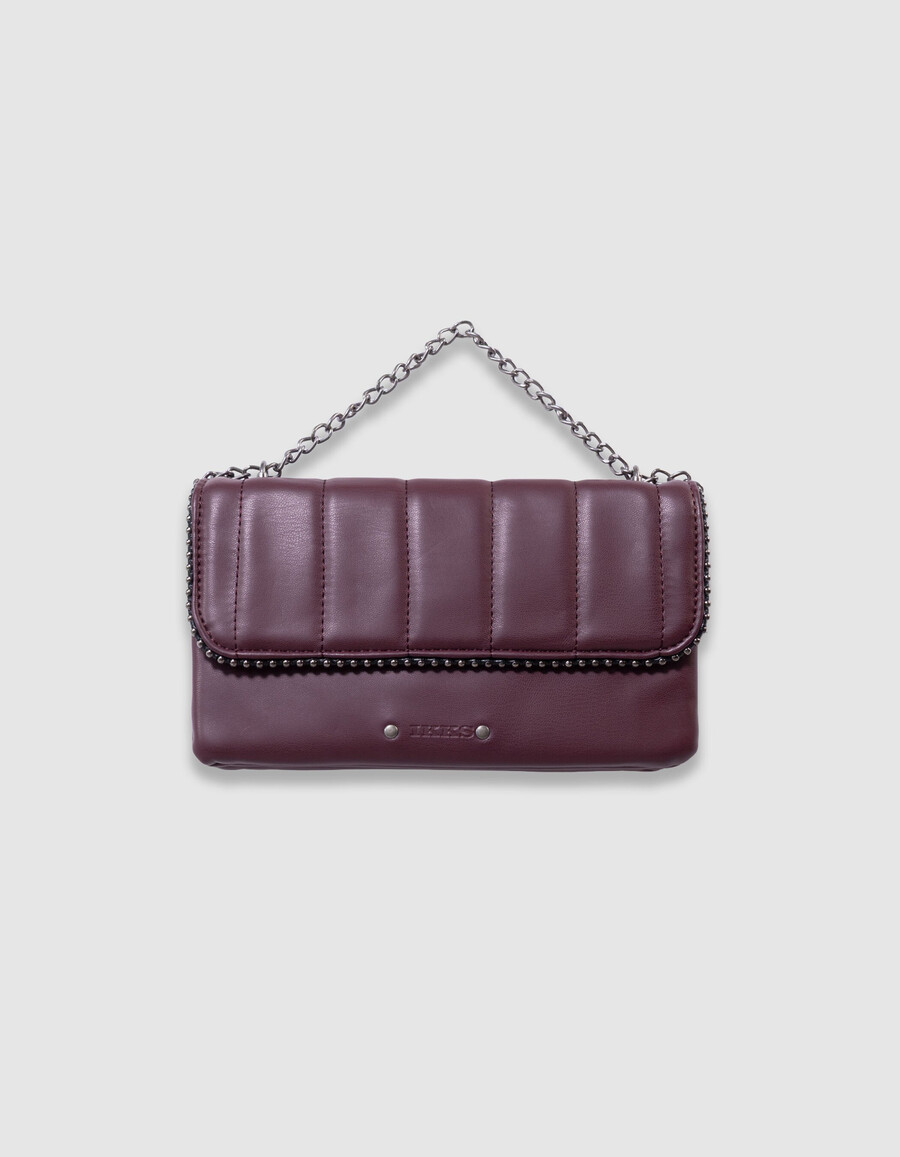 borsa bordeaux per ragazze con bordo in microperle