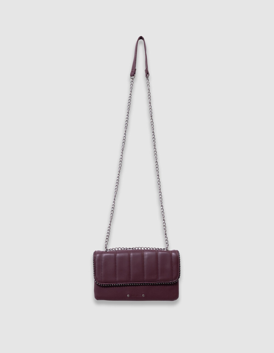 borsa bordeaux per ragazze con bordo in microperle