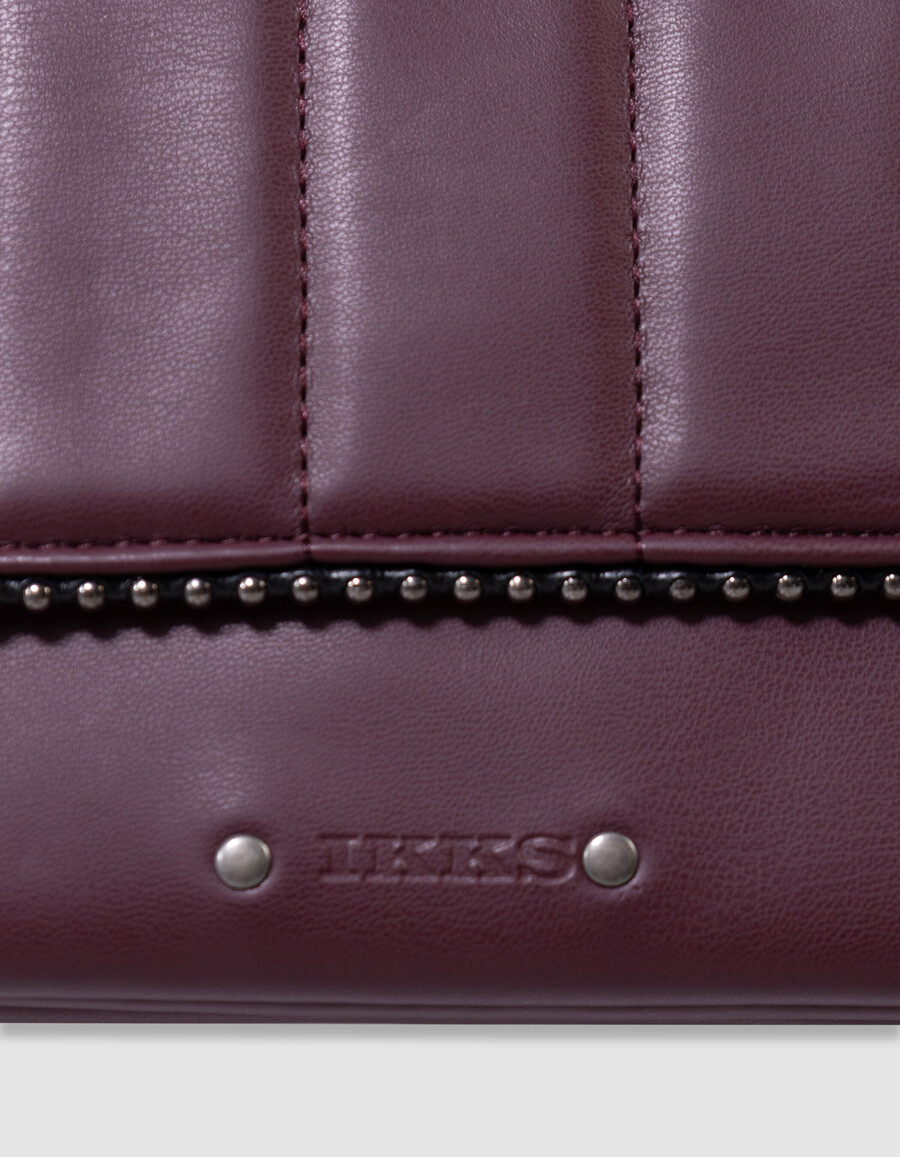 borsa bordeaux per ragazze con bordo in microperle