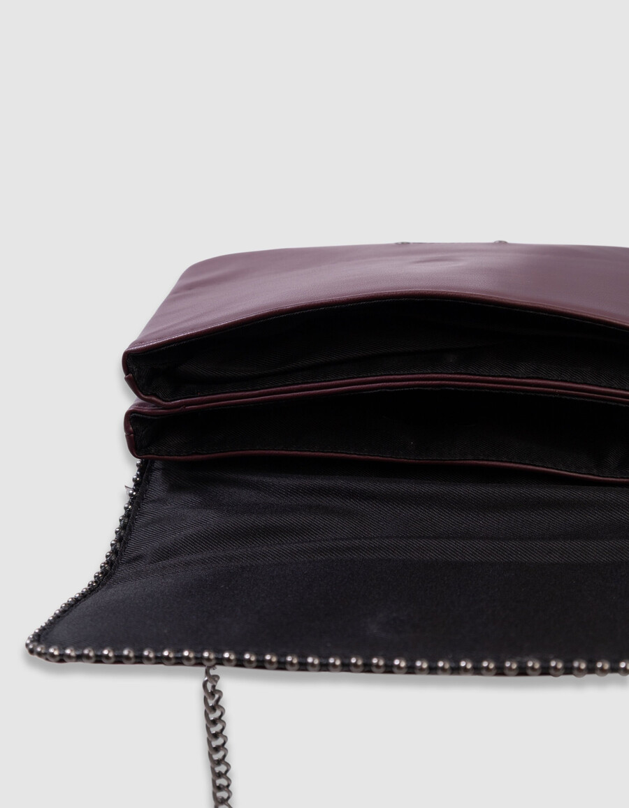 borsa bordeaux per ragazze con bordo in microperle