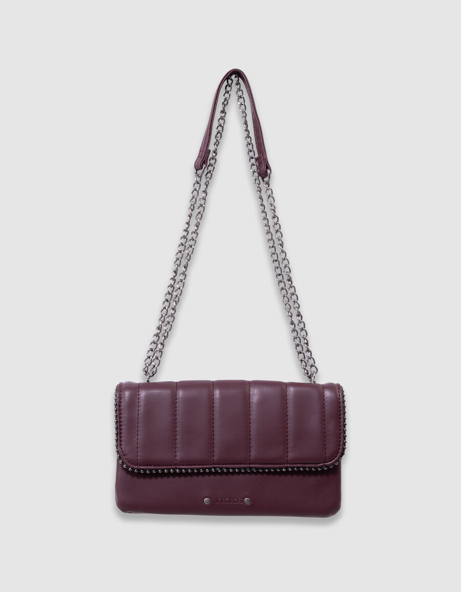 borsa bordeaux per ragazze con bordo in microperle