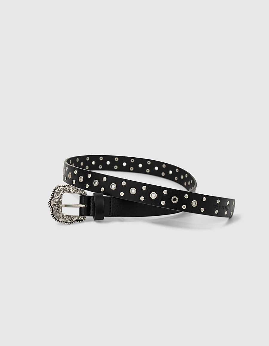 cintura nera con borchie e borchie per ragazze