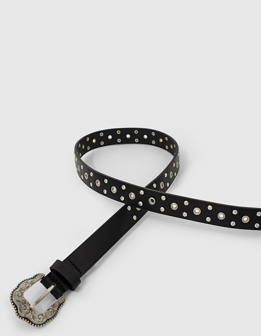 cintura nera con borchie e borchie per ragazze