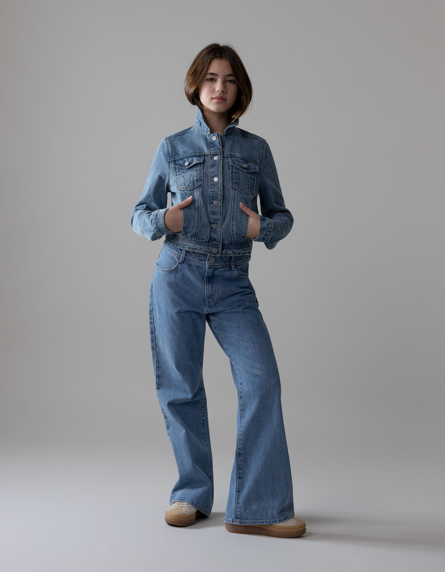 giacca di jeans corta blu per ragazza
