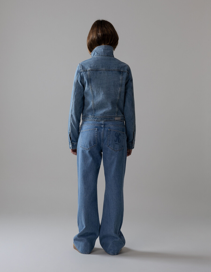 giacca di jeans corta blu per ragazza