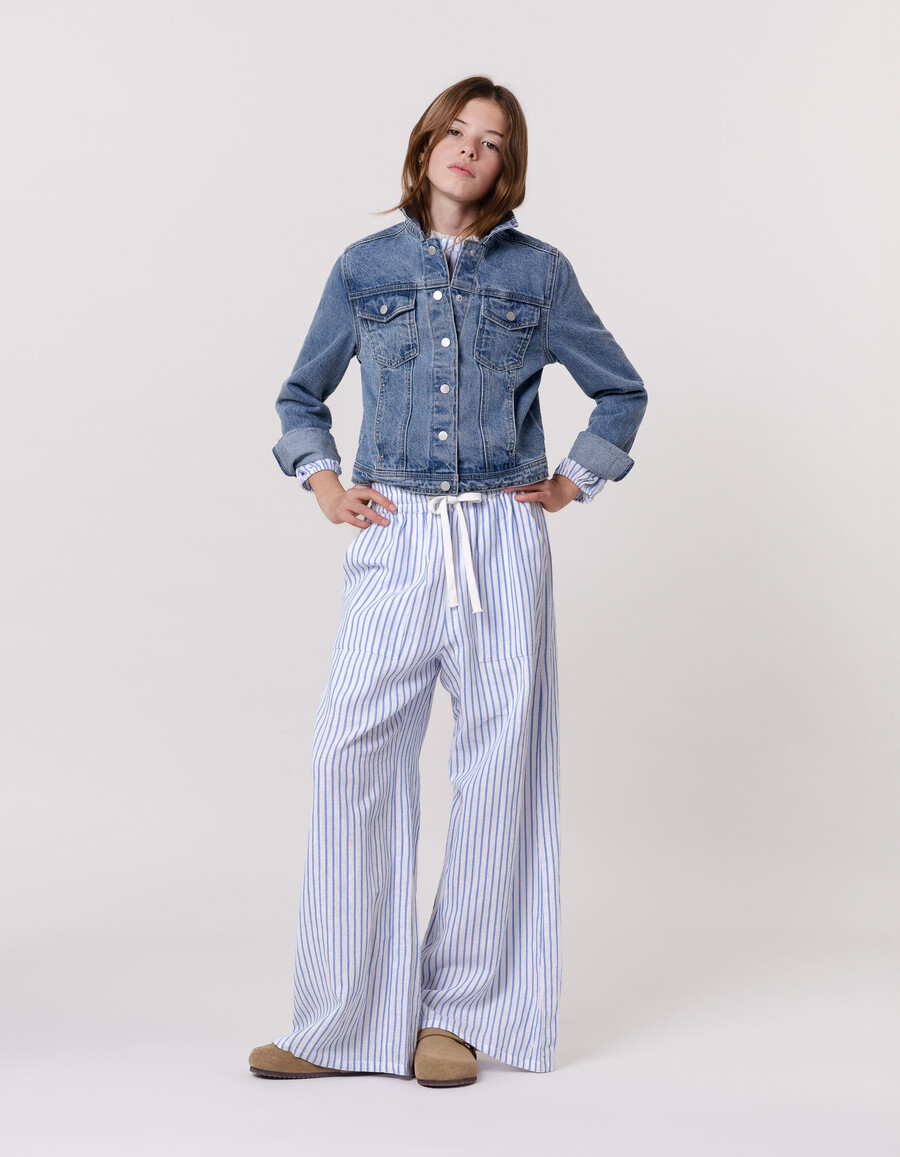 giacca di jeans corta blu per ragazza