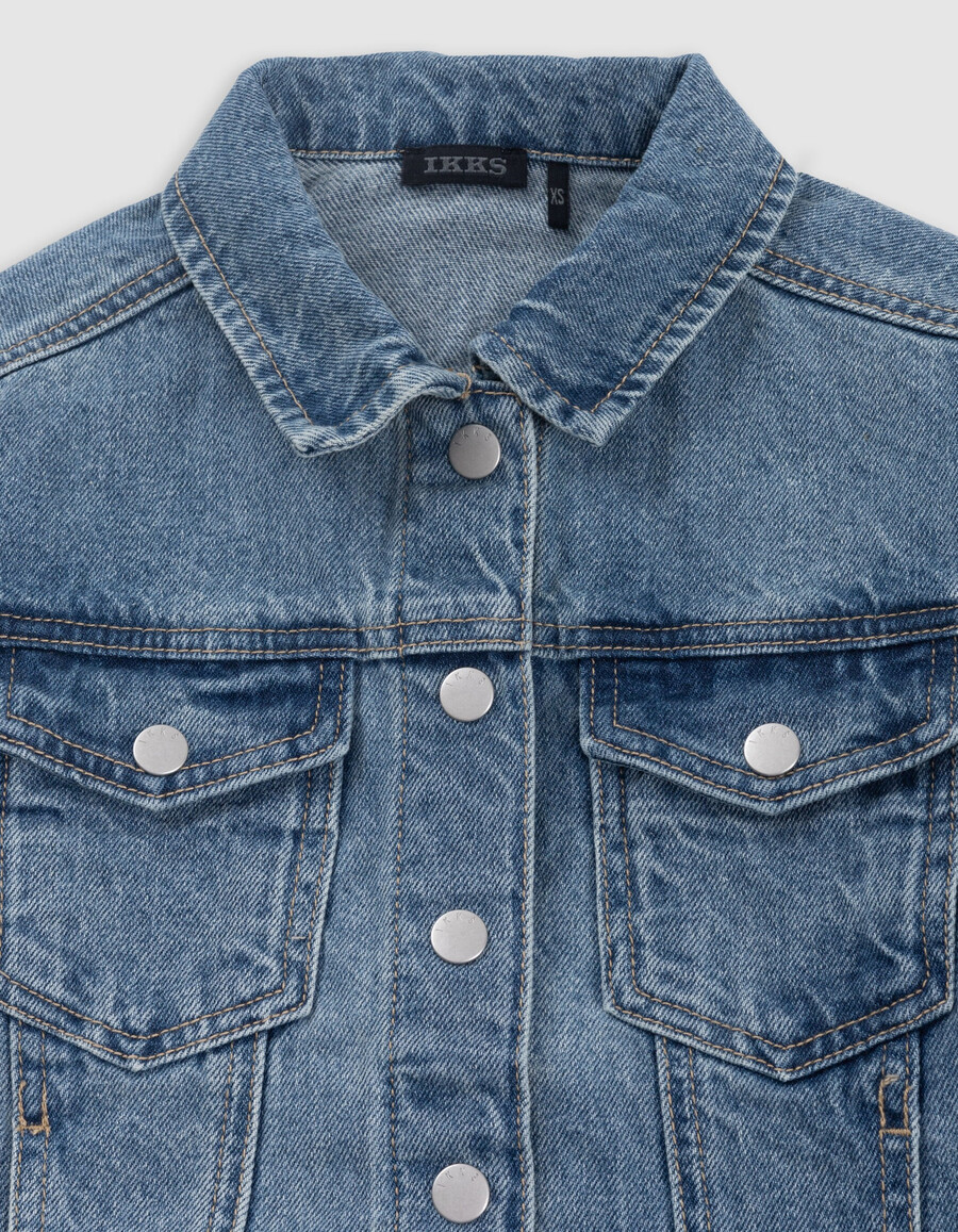 giacca di jeans corta blu per ragazza