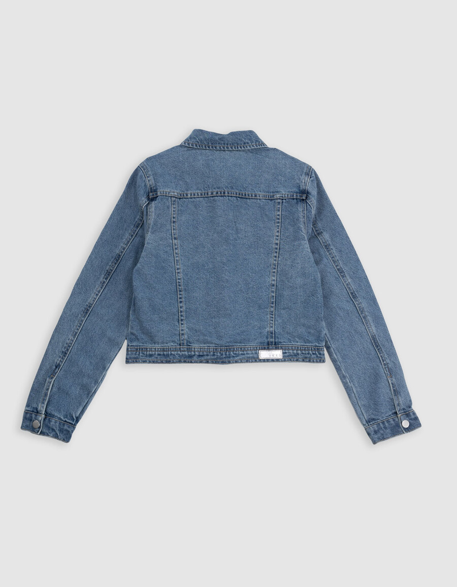 giacca di jeans corta blu per ragazza