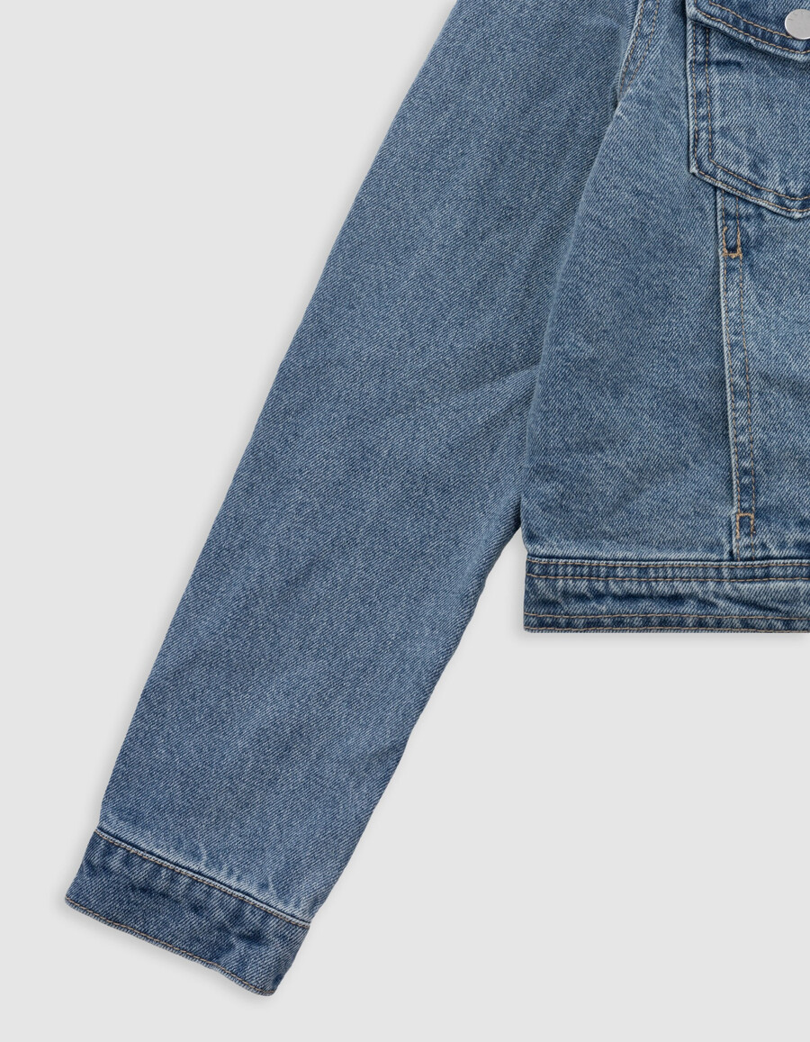 giacca di jeans corta blu per ragazza