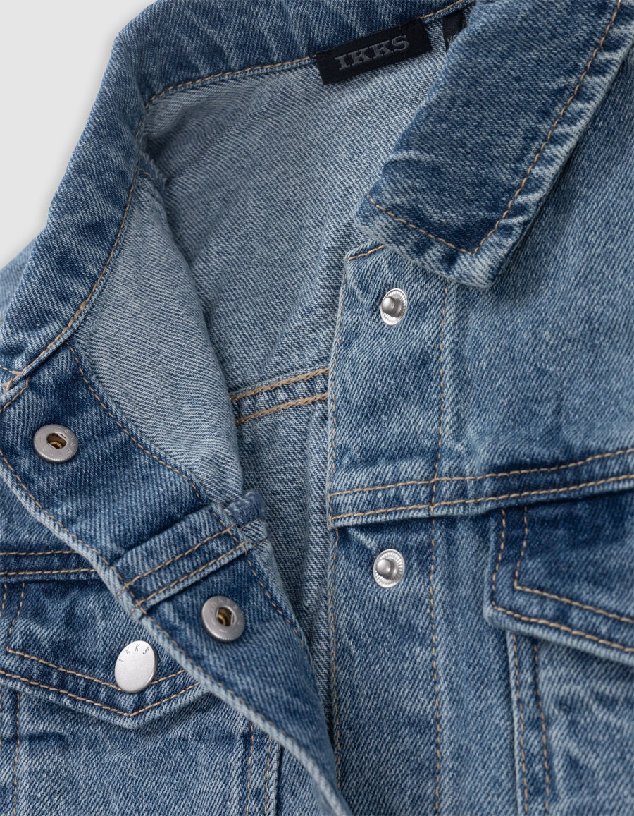 giacca di jeans corta blu per ragazza