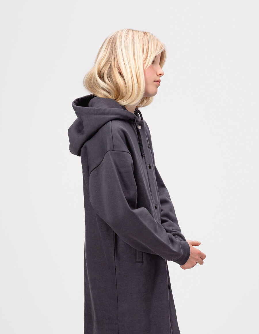 cardigan grigio con cappuccio di lunghezza media per bambine