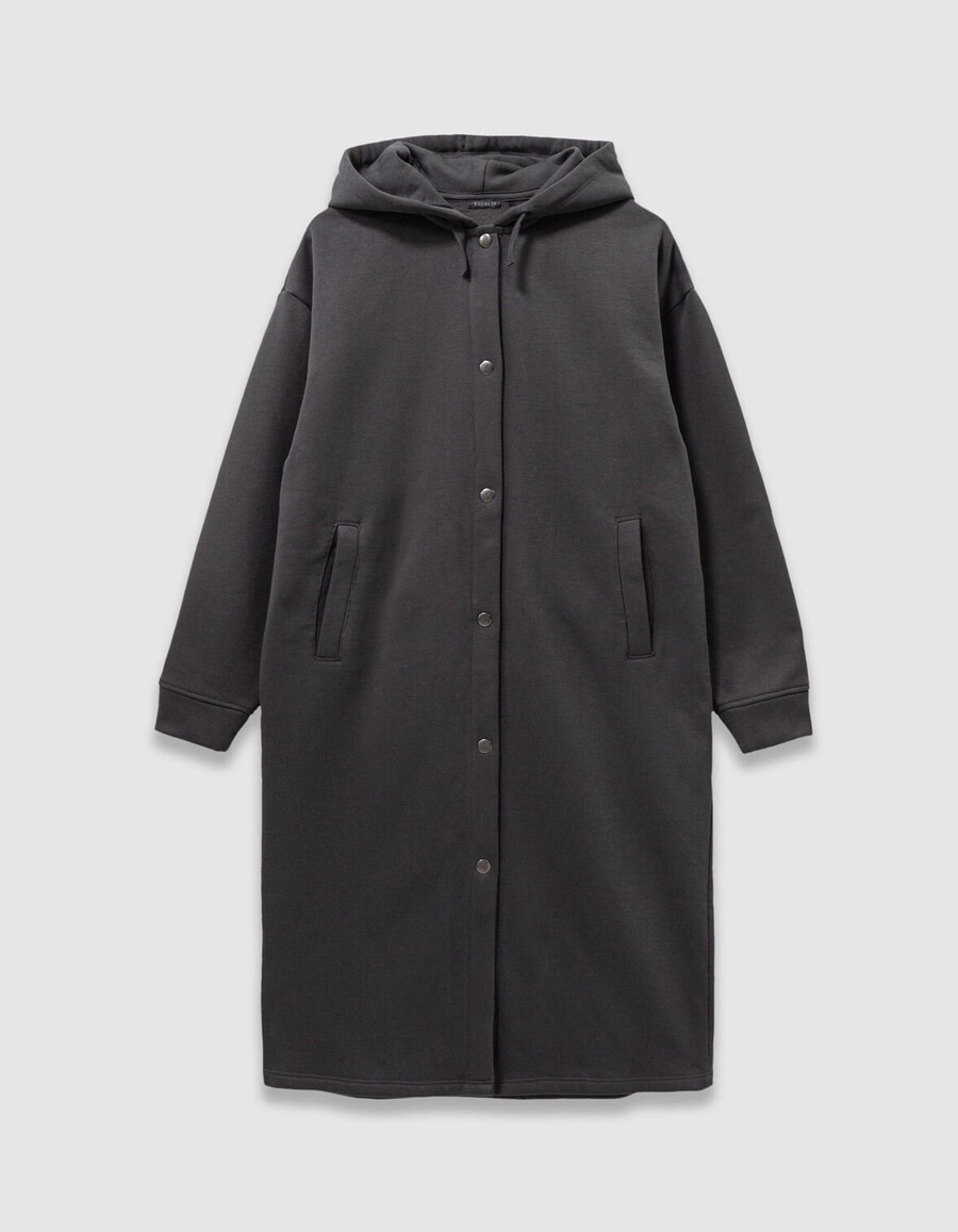 cardigan grigio con cappuccio di lunghezza media per bambine