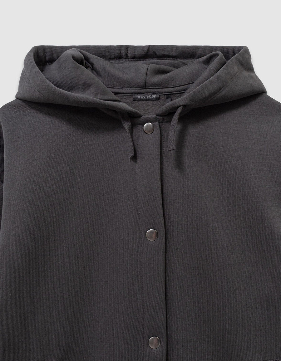 cardigan grigio con cappuccio di lunghezza media per bambine