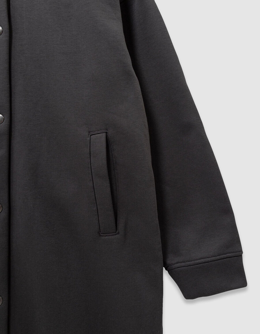 cardigan grigio con cappuccio di lunghezza media per bambine