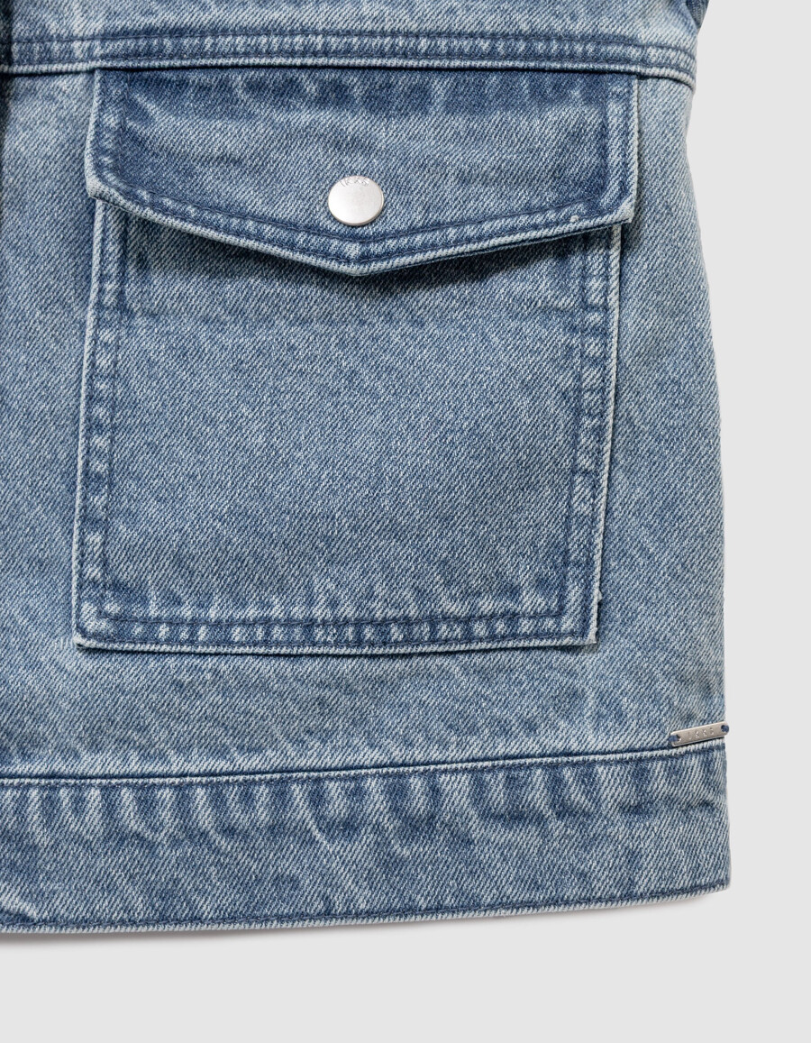 giacca senza maniche in denim blu per ragazze