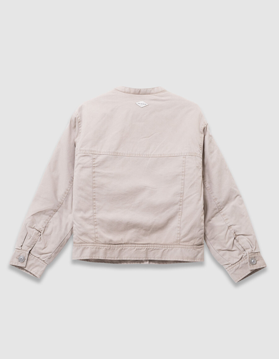 giacca in tela beige con fodera in pelliccia per bambine