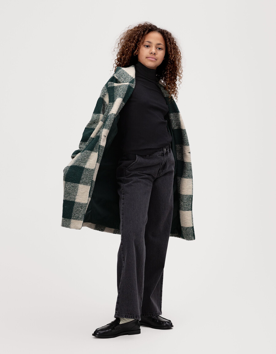cappotto a quadri verde ed écru per bambine