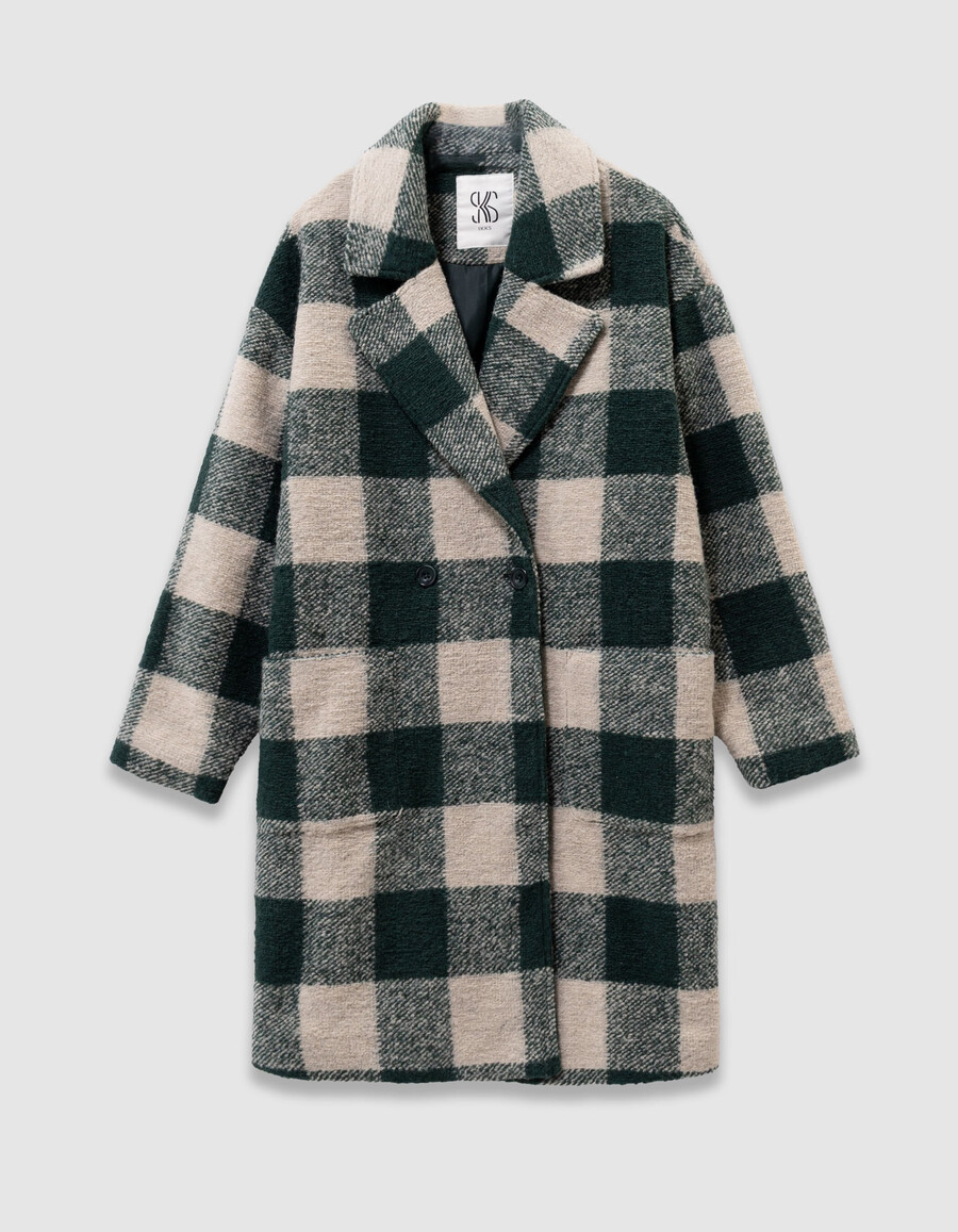 cappotto a quadri verde ed écru per bambine