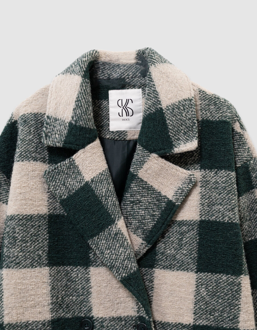 cappotto a quadri verde ed écru per bambine