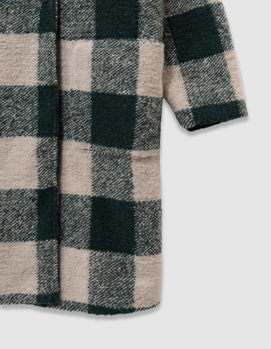 cappotto a quadri verde ed écru per bambine